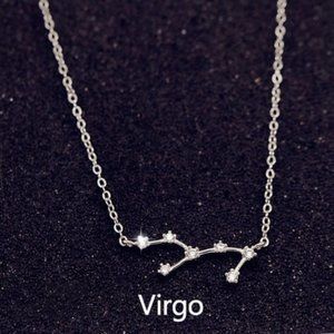 925 Sterling Silver Diamond Zodiac Necklace--Virgo